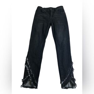 Black Frayed Hem Women Jeans